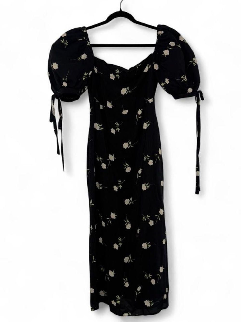 Olivia Rose The Label Black Floral Puff Sleeve Midi Dress | Size S - Picture 2 of 8
